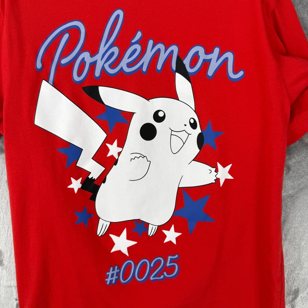 Pokemon Pikachu Red Graphic T-Shirt Kids Medium #0025 Stars Mad Engine MD - Picture 2 of 10